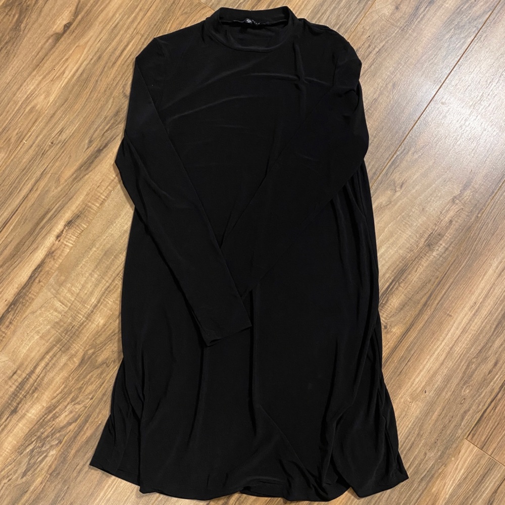 Black Mock Neck Mini Shift Dress